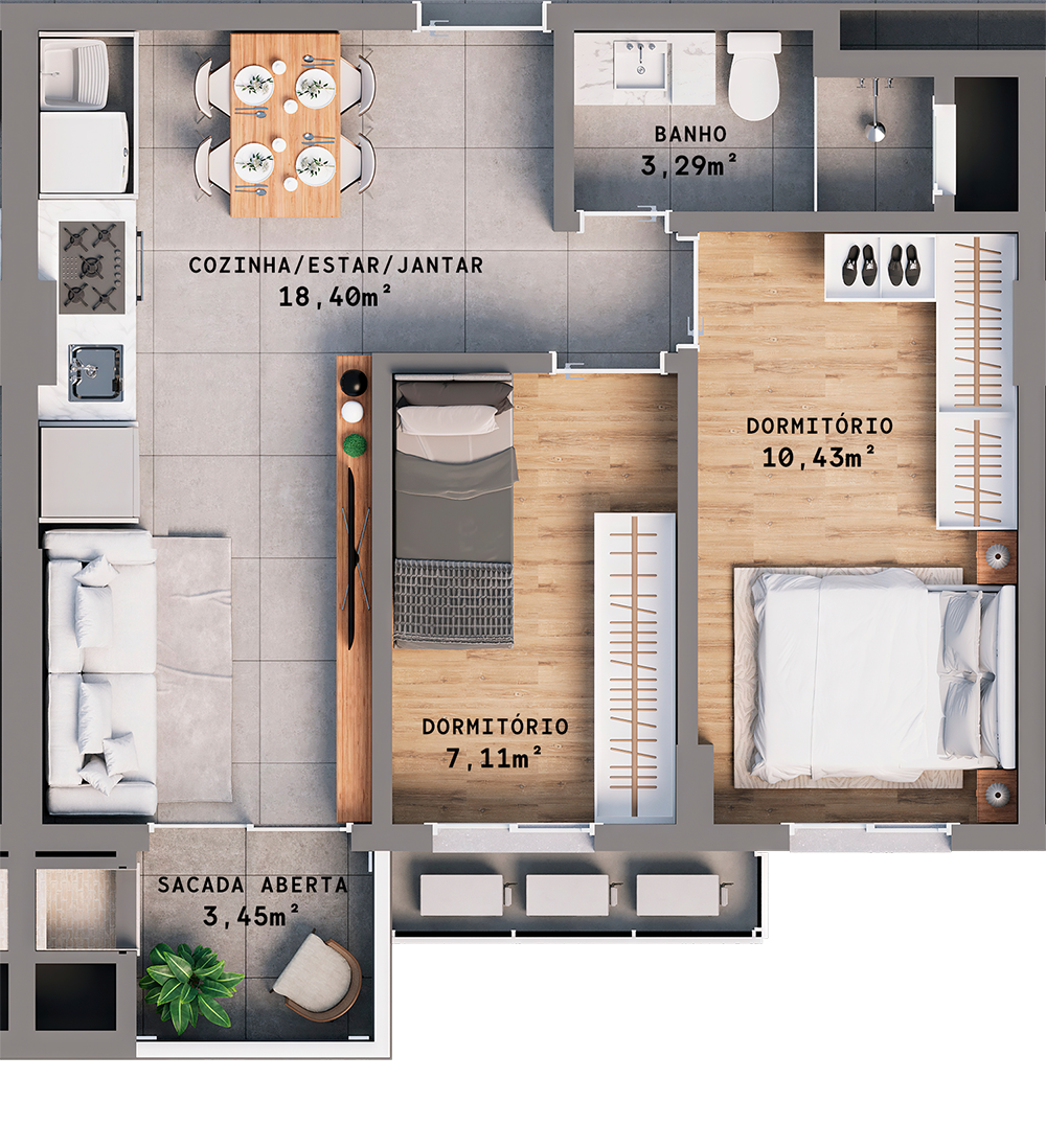 APARTAMENTO FINAL 402 a 902 ( 50,32m² )