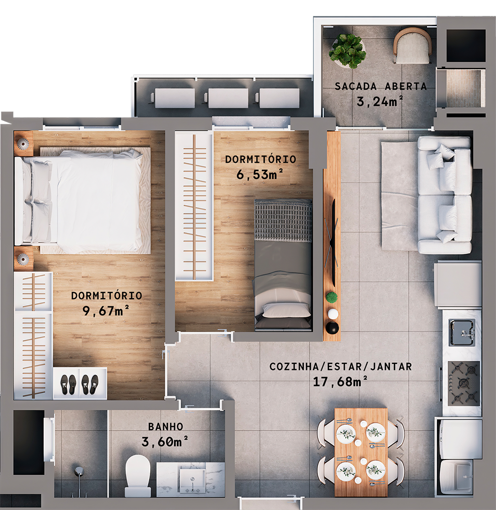 APARTAMENTO 408 a 908 (48,73m²)
