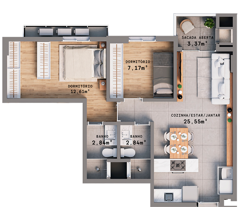 APARTAMENTO 409 a 809 (60,35m²)