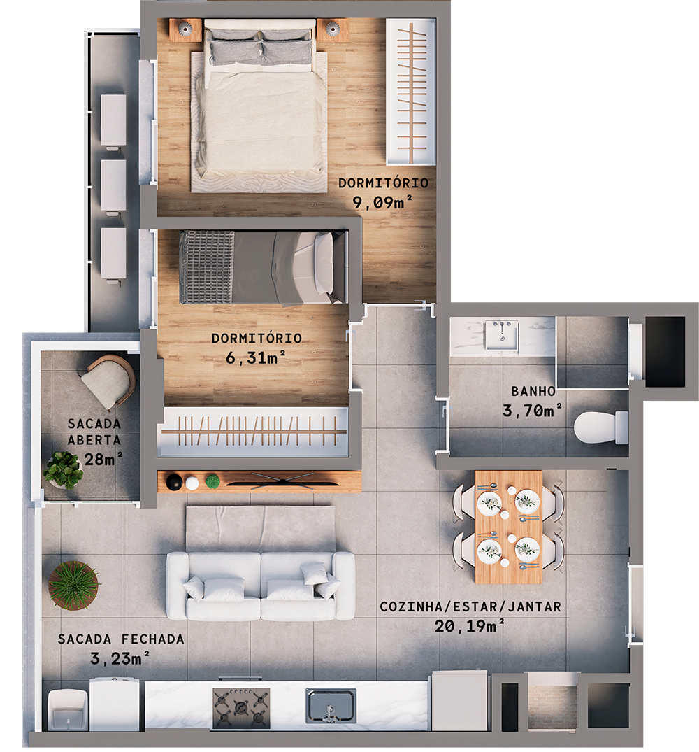 APARTAMENTO 410 a 810 (51 ,51m²)
