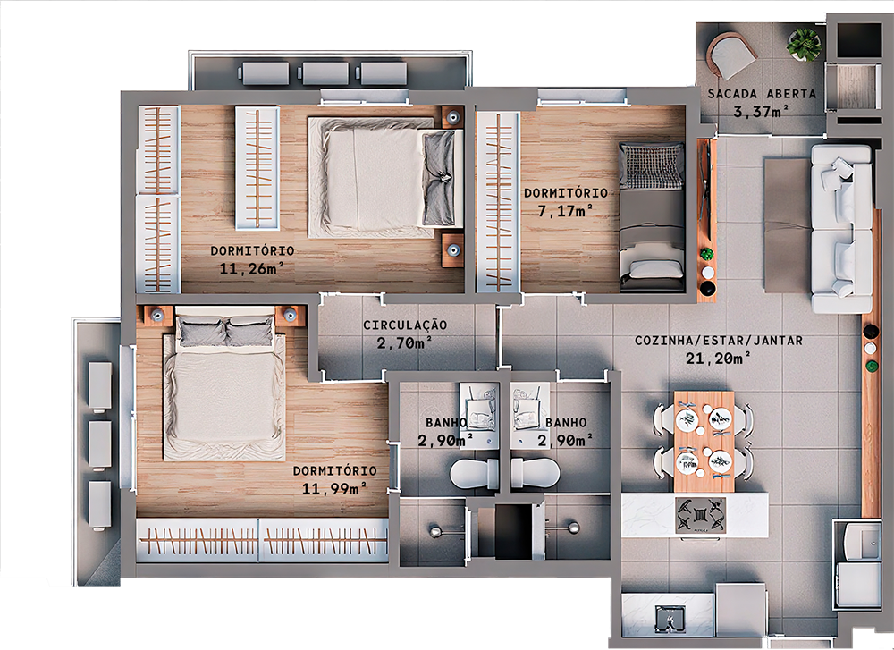 Apartamento 909 (74,12 m ²)
