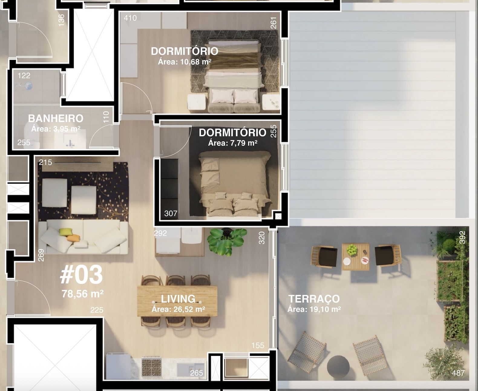 APARTAMENTO COM TERRAÇO (78,56m²)