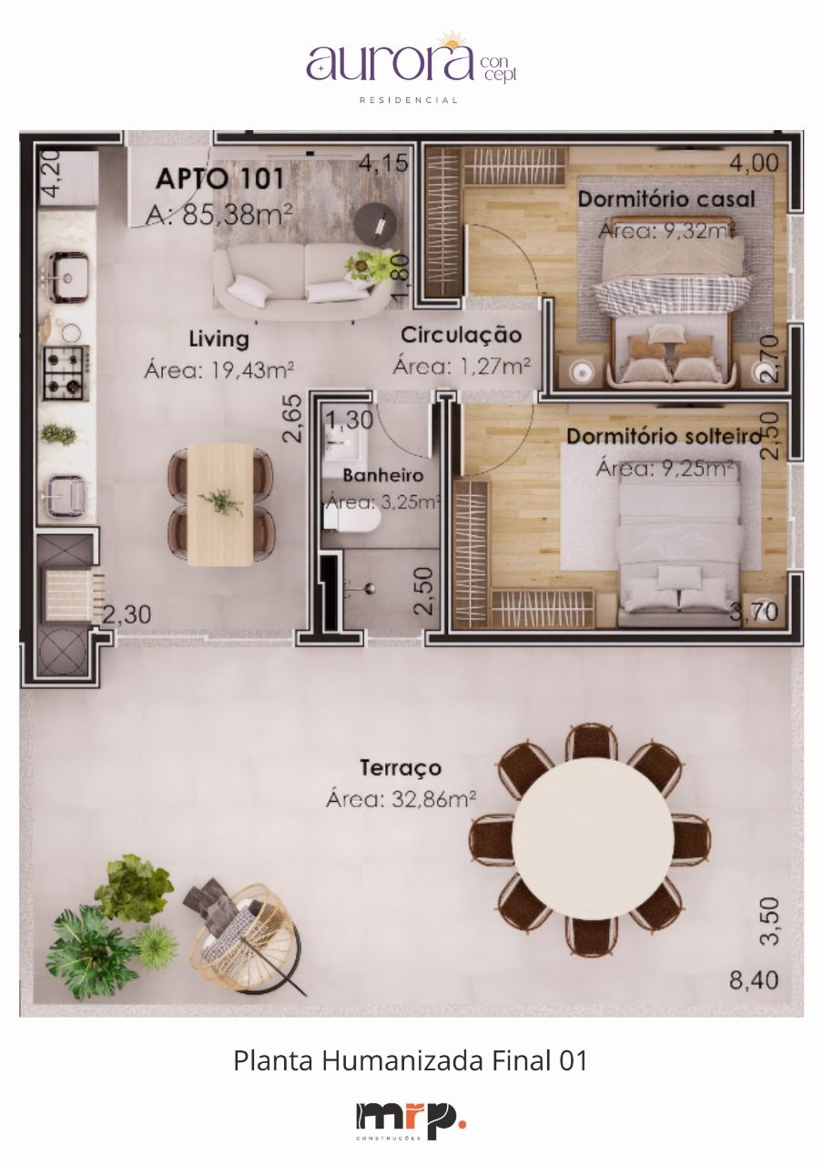 APARTAMENTO com terraço (85,38m²)